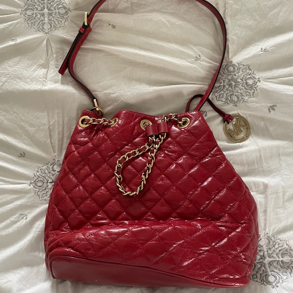 Red quilted leather Michael Kors.